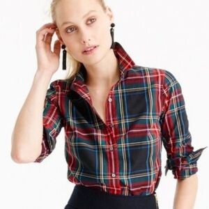 J. Crew Women’s Perfect Shirt - Black Stewart Tartan, Size 4P